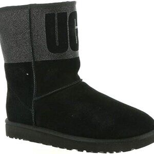 UGG Girl's Women's 6 Black Classic Short Sparkle Suede Glitter Boots